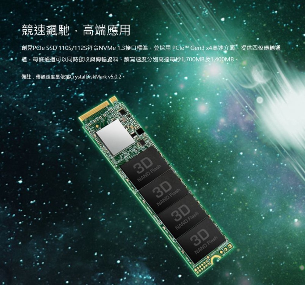 【TS128GMTE110S】 創見 128GB M.2 PCI-E NVMe SSD 固態硬碟 雙面打件-thumb