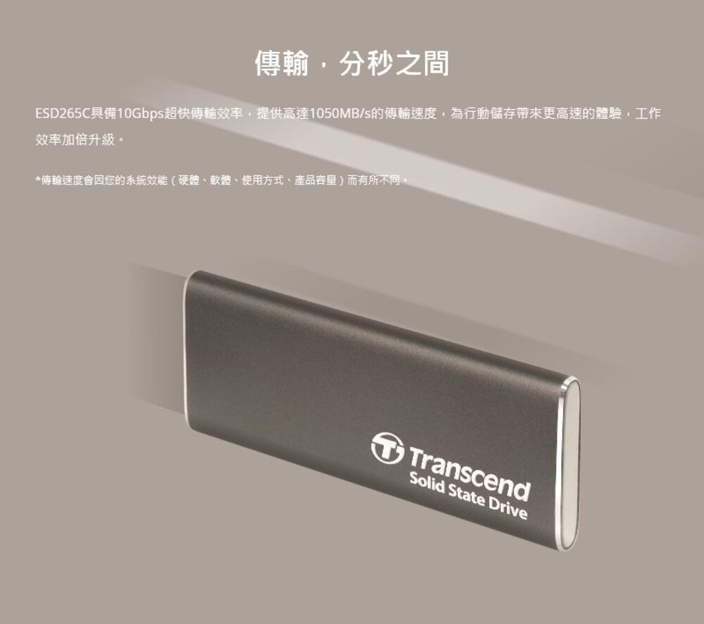 【TS1TESD265C】 創見 1TB 行動固態硬碟 支援 USB-A、C接口 5年保固-thumb